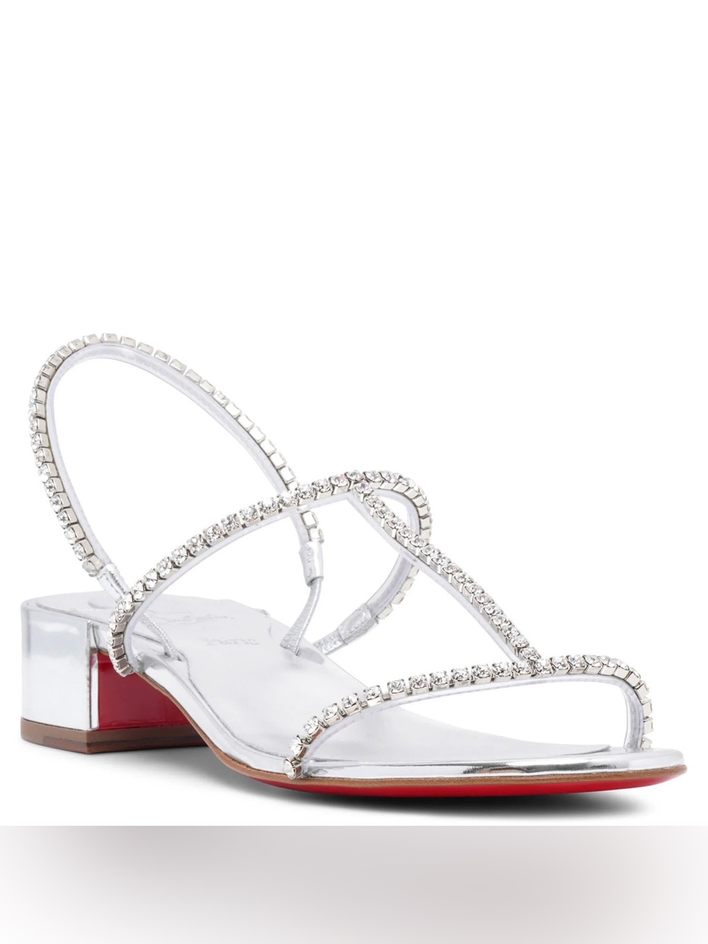 NWB Christian Louboutin Simple Queenie 25 Crystal-Embellished Slingback Sandals
